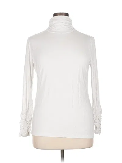 Pre-owned Alfani Long Sleeve Top Ivory Turtleneck Tops In White