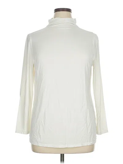 Pre-owned Alfani Long Sleeve Top Ivory Turtleneck Tops In White
