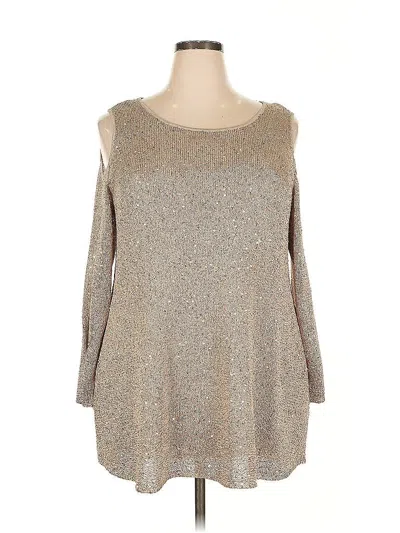 Pre-owned Alfani Long Sleeve Top Silver Cold Shoulder Neckline Tops