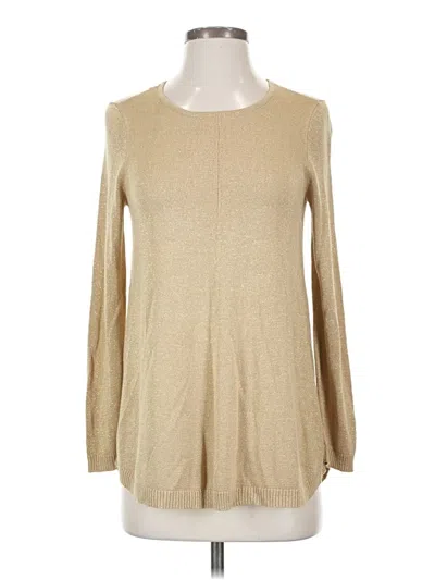 Pre-owned Alfani Long Sleeve Top Tan Boatneck Tops In Brown