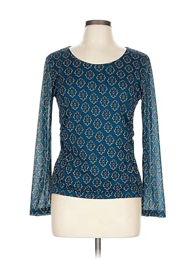 Pre-owned Alfani Long Sleeve Top Teal Boatneck Tops In Blue