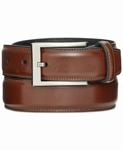 Alfani Men's 32mm Feather Edge Stitch Dress Belt Dark Beige Size 44 In Brown
