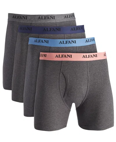 Alfani Men's 4-pk. Logo Boxer Briefs, Created For Macy's In Charcoal Hthr