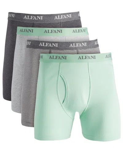 Alfani Men's 4-pk. Logo Boxer Briefs, Created For Macy's In Charcoal Mint