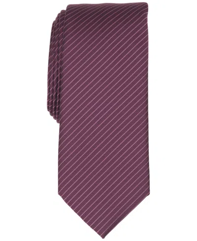 Alfani Men's Aero Fine Line Stripe Slim Silk Tie In Berry