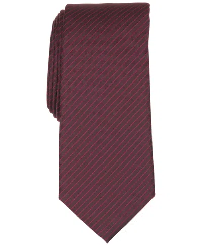 Alfani Men's Aero Fine Line Stripe Slim Silk Tie In Burgundy