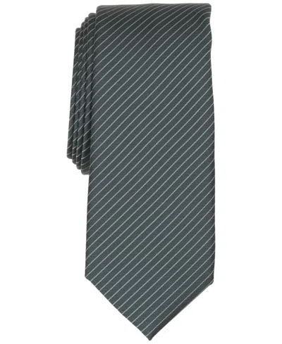 Alfani Men's Aero Fine Line Stripe Slim Silk Tie In Teal