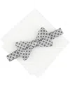 Alfani Men's Alene Geo-pattern Bow Tie & Solid Pocket Square Set, Exclusively At Macy's In White
