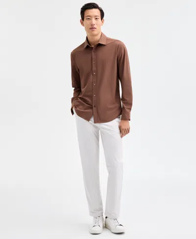 Alfani Men's Alfatech Everyday Shirt, Macy's Exclusive In Brown