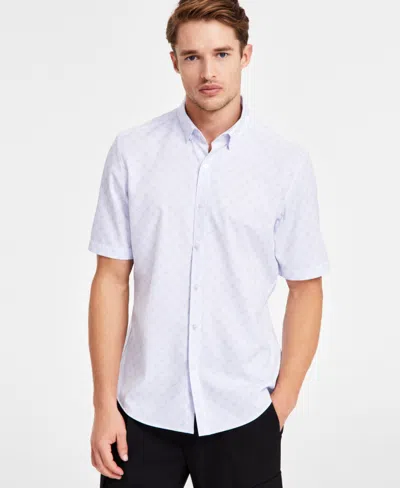 Alfani Men's Alfatech Geometric Print Shirt, Exclusively At Macy's In Bright White
