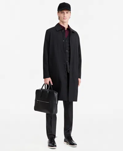 Alfani Men's Alfatech Modular Topcoat With Removable Quilted Vest, Exclusively At Macy's In Deep Black