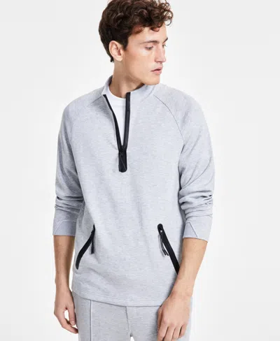 Alfani Men's Alfatech Quarter-zip Sweatshirt, Exclusively At Macy's In Casual Grey Heather