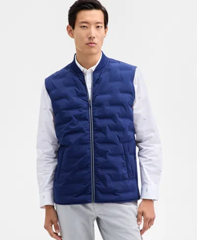 Alfani Men's Alfatech Quilted Zip-front Vest, Macy's Exclusive In Blue