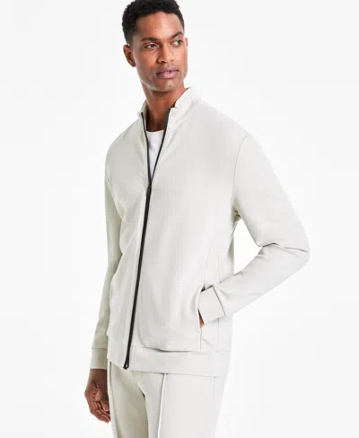 Alfani Men's Alfatech Regular-fit Compact Textured Ponte-knit Jacket, Exclusively At Macy's In White Tea