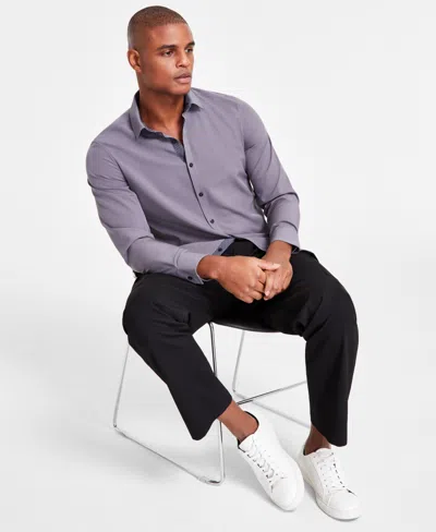 Alfani Men's Alfatech Regular-fit Performance Stretch Button-down Shirt, Exclusively At Macy's In Roman Grey
