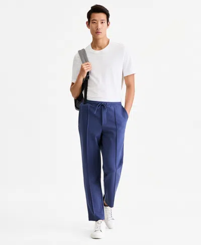 Alfani Men's Alfatech Regular-fit Compact Textured Ponte-knit Pants, Exclusively At Macy's In Blue