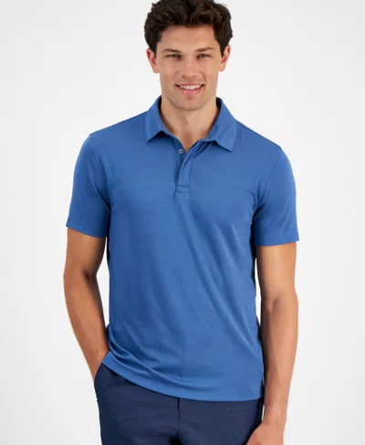 Alfani Men's Alfatech Stretch Solid Polo Shirt, Created For Macy's In Blue Shale