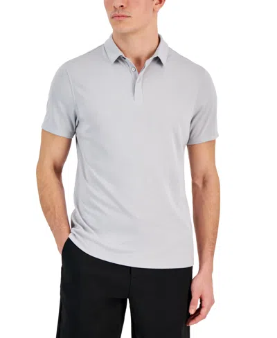 Alfani Men's Alfatech Stretch Solid Polo Shirt, Created For Macy's In Grey Fog