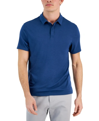 Alfani Men's Alfatech Stretch Solid Polo Shirt, Created For Macy's In Navy Steel