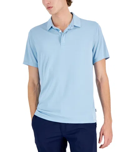 Alfani Men's Alfatech Stretch Solid Polo Shirt, Created For Macy's In Sparrow Blue