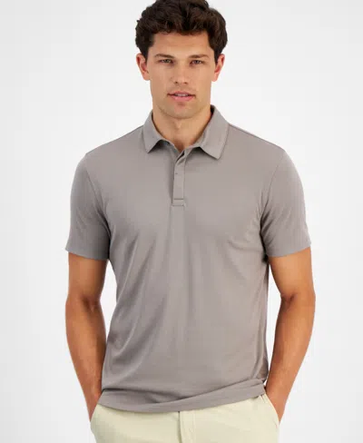 Alfani Men's Alfatech Stretch Solid Polo Shirt, Created For Macy's In Willow Wood Ash