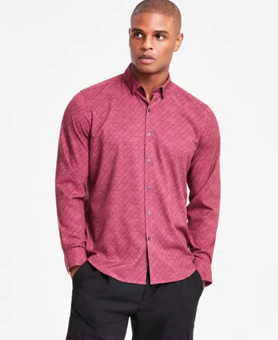 Alfani Men's Alfatech Zig-zag Shirt, Exclusively At Macy's In Berry Violet