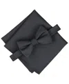 Alfani Men's Solid Texture Pocket Square And Bowtie, Created For Macy's In Black