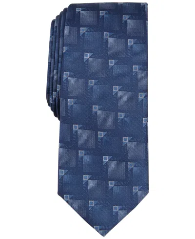 Alfani Men's Aster Geo-pattern Tie, Created For Macy's In Navy