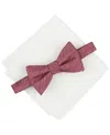 Alfani Men's Balaton Stripe Bow Tie & Solid Pocket Square Set, Exclusively At Macy's In Red