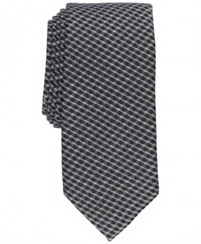 Alfani Men's Baldwin Mini-grid Tie In Charcoal In Black