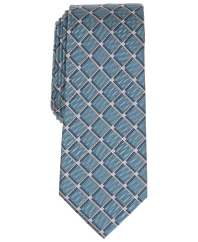 Alfani Men's Banks Geometric Pattern Slim Tie, Macy's Exclusive In Blue