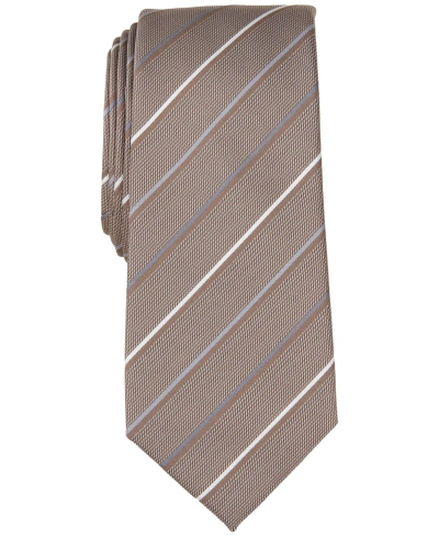 Alfani Men's Belwood Slim Stripe Tie, Created For Macy's In Taupe