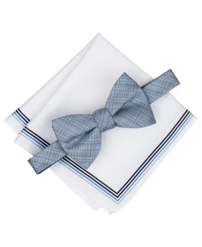 Alfani Men's Bennett Stripe Bow Tie & Pocket Square, 2-piece Set, Macy's Exclusive In Blue