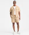 Alfani Mens Brushed Owen Shorts Short Sleeve Shirt Macys Exclusive In Neutral