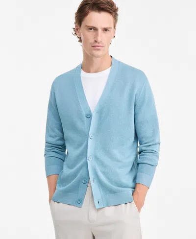 Alfani Men's Button-up Cardigan Sweater, Macy's Exclusive In Blue