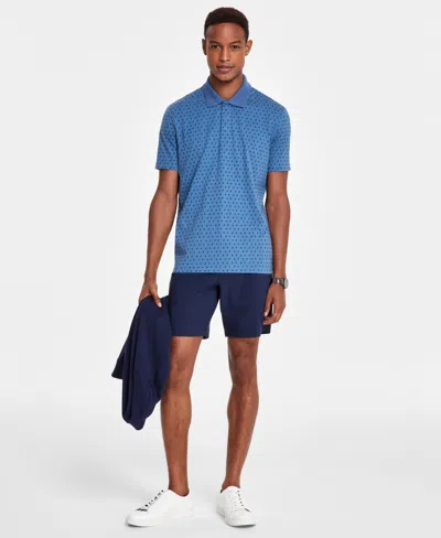 Alfani Men's Circle Geometric Pattern Polo Shirt, Created For Macy's In Blue Shale