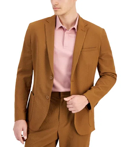 Alfani Men's Classic-fit Textured Seersucker Suit Jacket, Created For Macy's In Timber