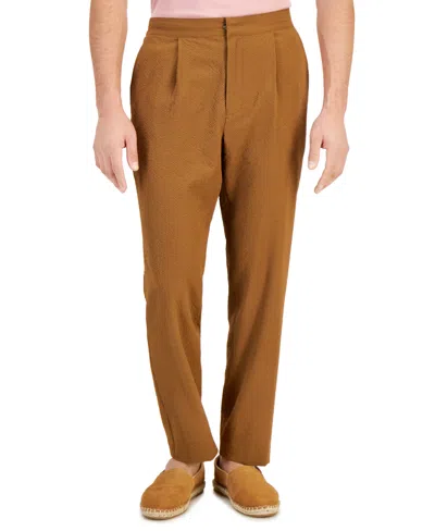 Alfani Men's Classic-fit Textured Seersucker Suit Pants, Created For Macy's In Timber