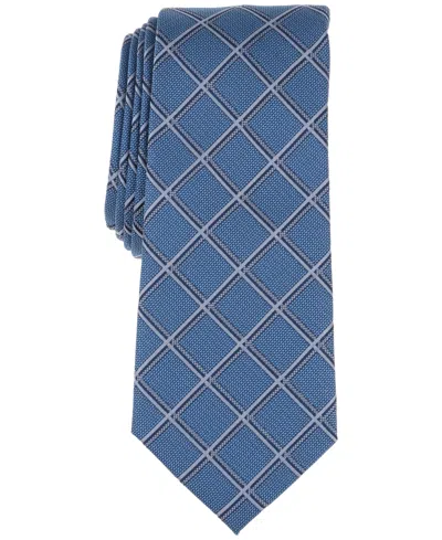 Alfani Men's Corrid Grid-pattern Tie, Exclusively At Macy's In Navy