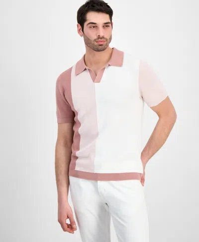 Alfani Men's Cotton Colorblocked Johnny Collar Sweater, Macy's Exclusive In Multi