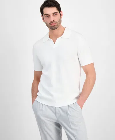 Alfani Men's Cotton Johnny Collar Short-sleeve Sweater, Macy's Exclusive In White