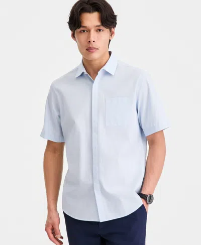 Alfani Men's Cotton Luke Short-sleeve Pocket Shirt, Macy's Exclusive In Blue
