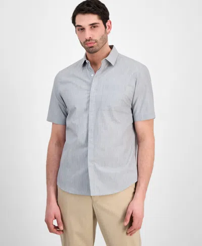 Alfani Men's Cotton Luke Short-sleeve Pocket Shirt, Macy's Exclusive In Blue
