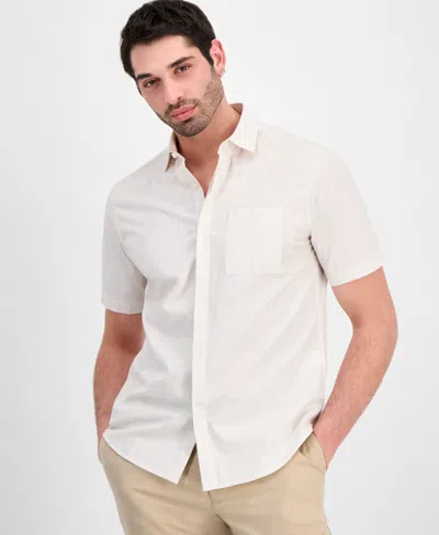 Alfani Men's Cotton Luke Short-sleeve Pocket Shirt, Macy's Exclusive In White