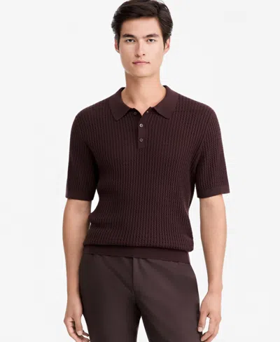 Alfani Men's Cotton Short-sleeve Polo Sweater, Macy's Exclusive In Cocoa Bean