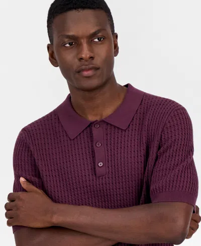 Alfani Men's Cotton Short-sleeve Polo Sweater, Macy's Exclusive In Deepest Currant