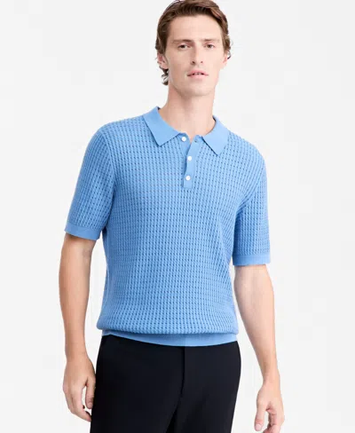 Alfani Men's Cotton Short-sleeve Polo Sweater, Macy's Exclusive In Sea Bath