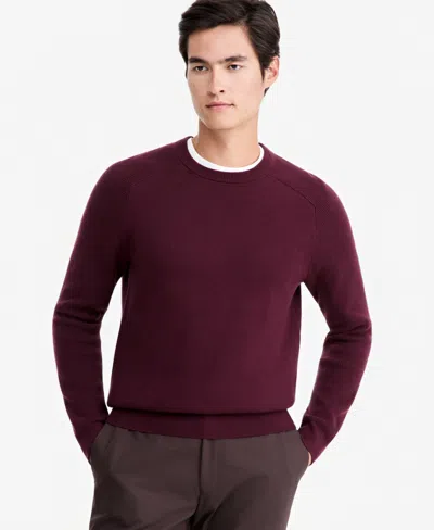 Alfani Men's Crewneck Saddle-shoulder Sweater, Macy's Exclusive In Deep Wine