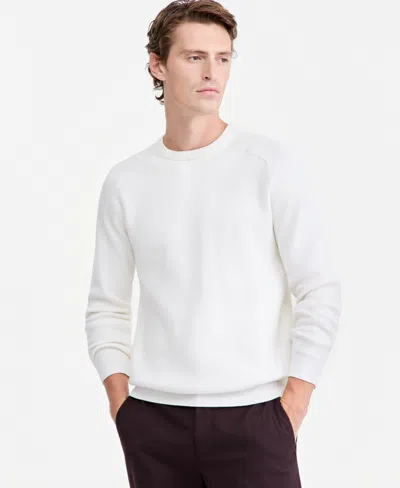 Alfani Men's Crewneck Saddle-shoulder Sweater, Macy's Exclusive In Sugar Swiz