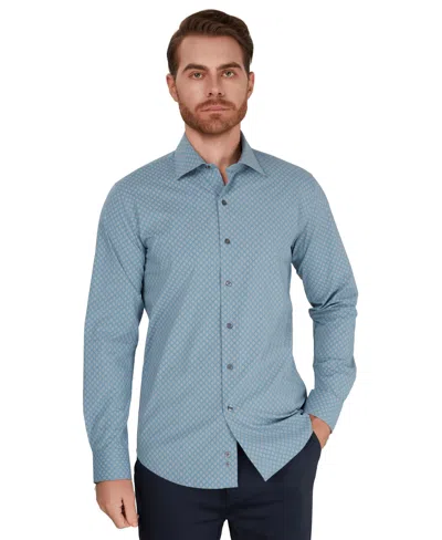 Alfani Men's Diamond Spot Slim-fit Shirt, Macy's Exclusive In Blue